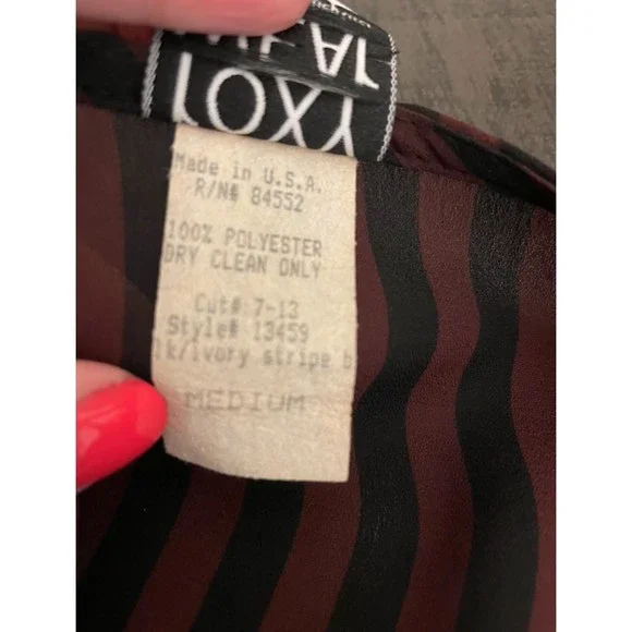 Roxy Wear-Roxanne Heptner Vintage 80s/90s Sheer Striped Buttoned Tunic Sz M - Picture 6 of 6